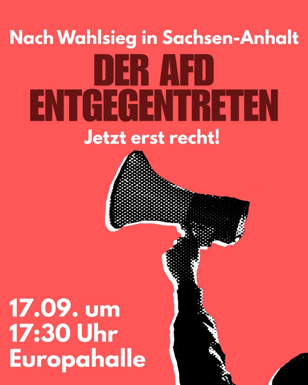 Flyer für die Demo gegen AfD-Veranstaltung in der Europahalle am 17.9.