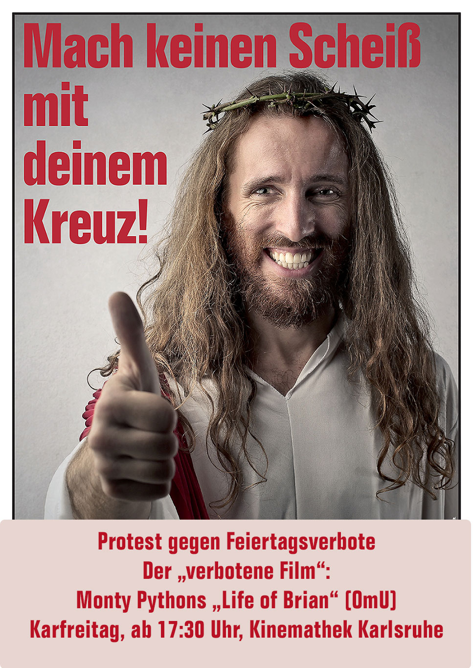 Plakat zum Feiertagsprotest in Karlsruhe