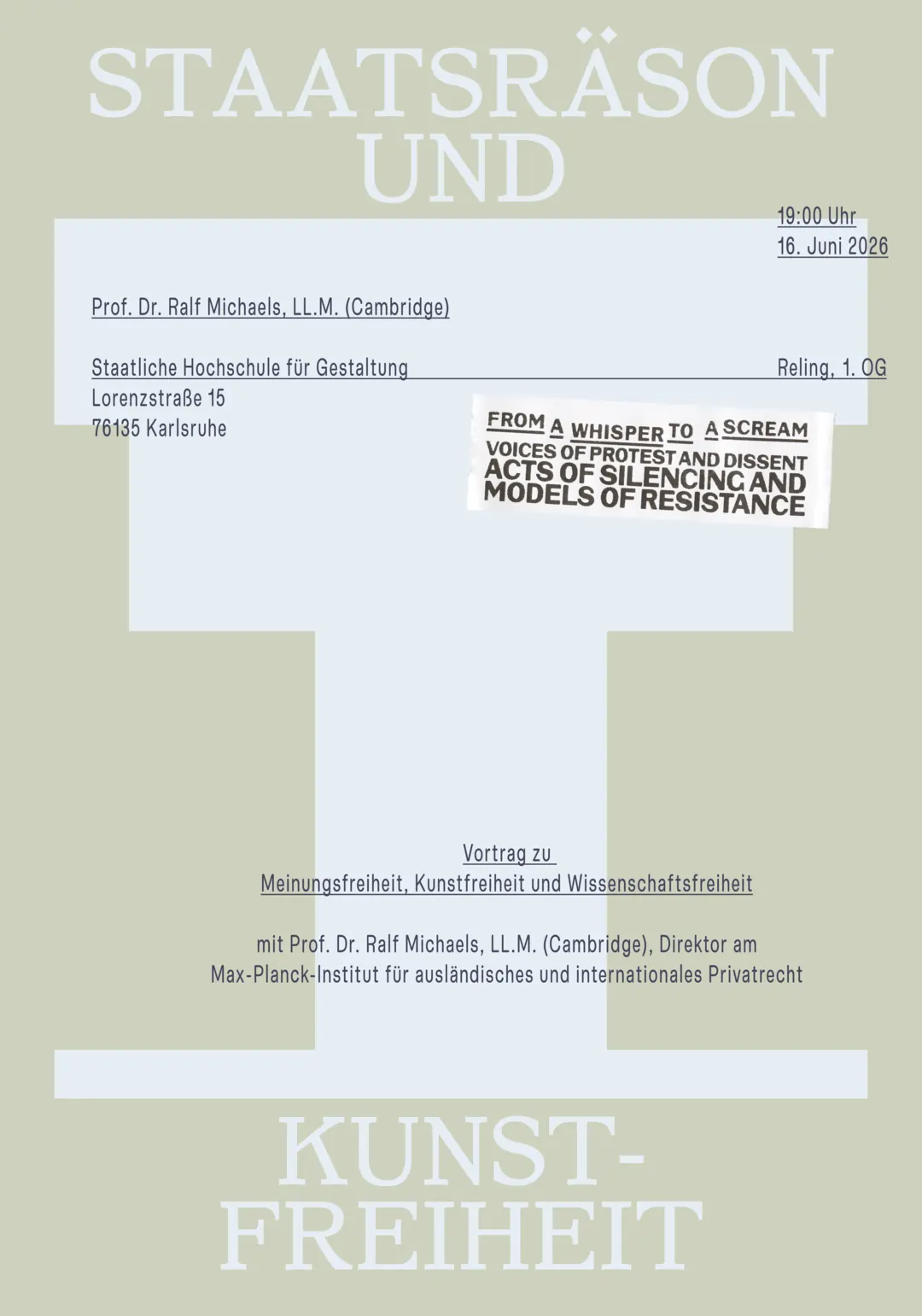 Plakat: Staatsräson und Kunstfreiheit