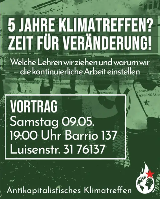 Sharepic: 5 Jahre Klimatreffen? Zeit für Veränderung!